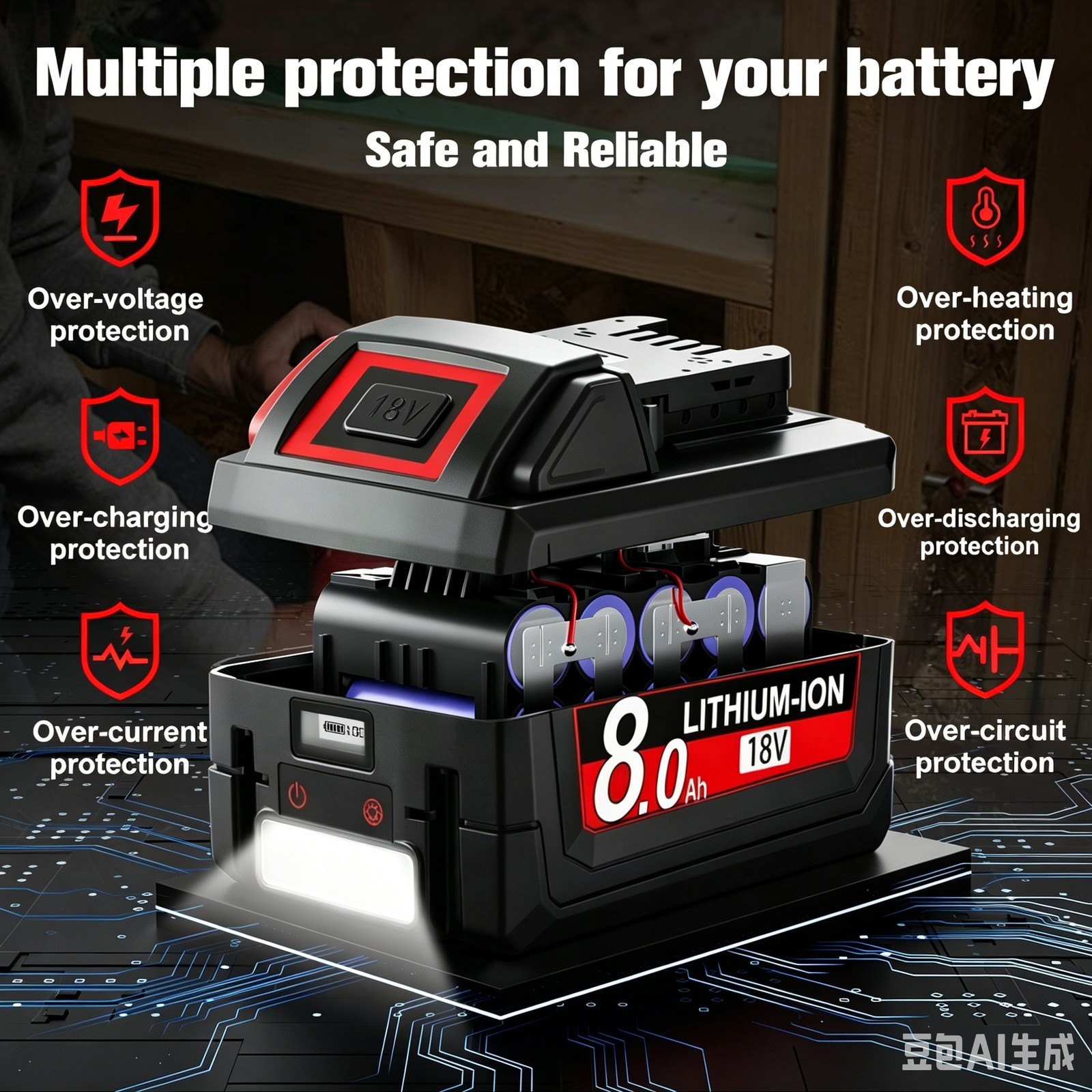 For Milwaukee for M18 Extended Lithium 8.0Ah LCD Battery /Dual Charger