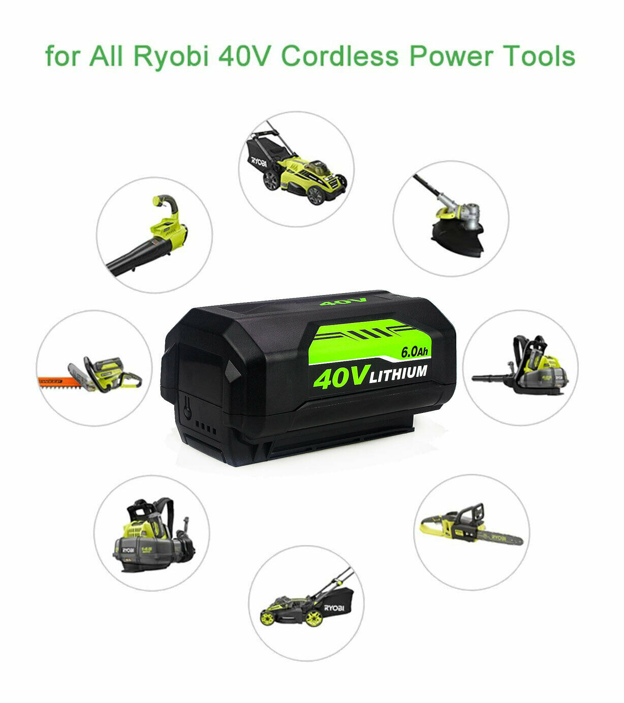 40V 8.0Ah Battery For Ryobi 40 Volt Lithium OP4050 OP4040 OP40602 NEW 6.0Ah