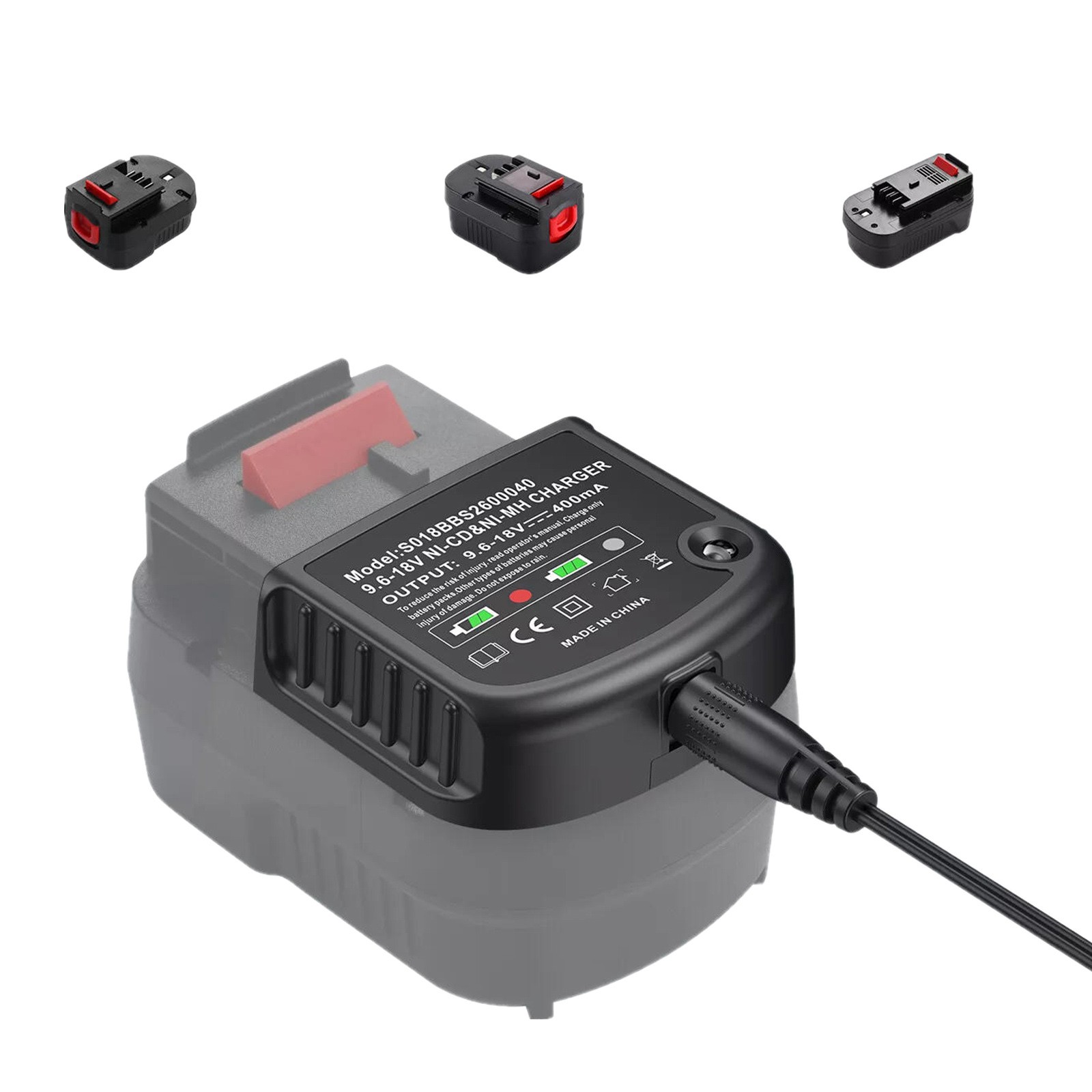 For Black&Decker 9.6-18V Charger w Over Charge Current Protection LED Indicators