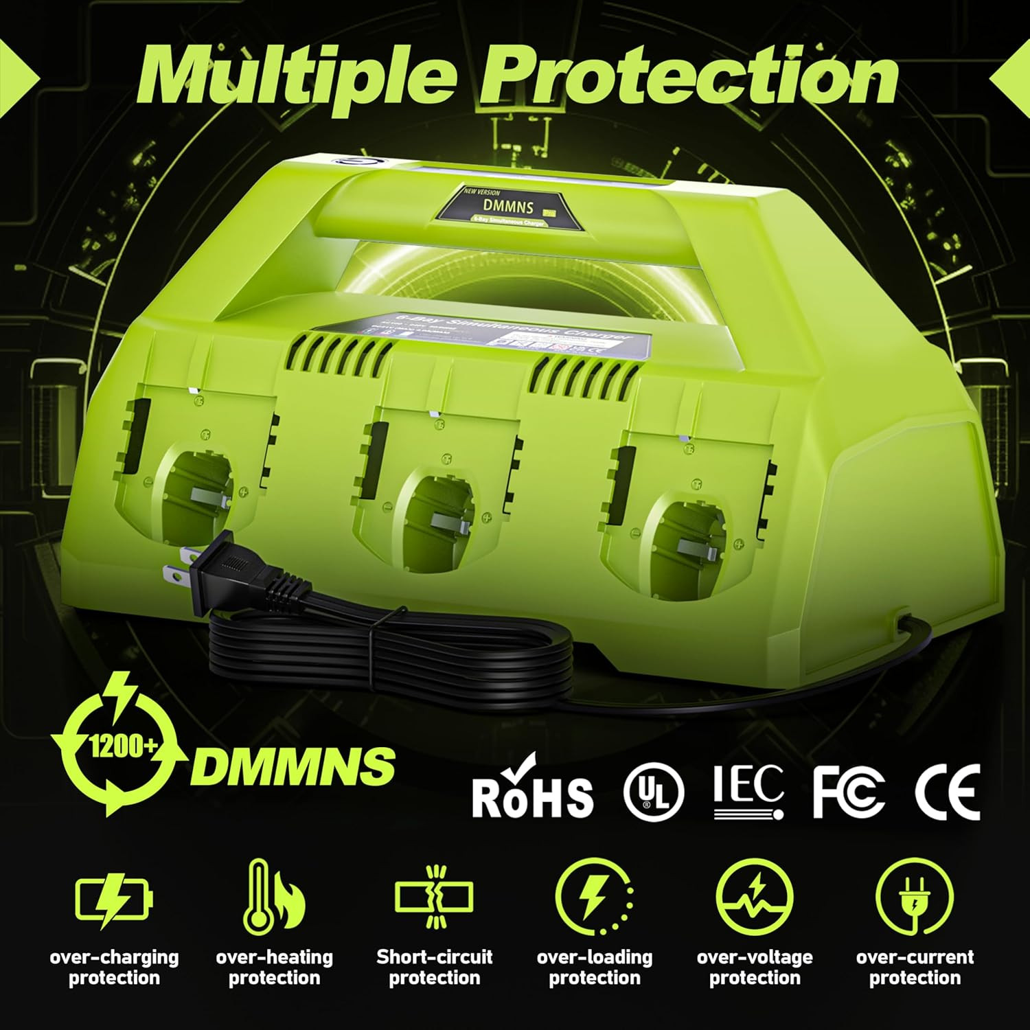 6-Port Rapid Charger Station for Ryobi 18V ONE+ Battery Systems