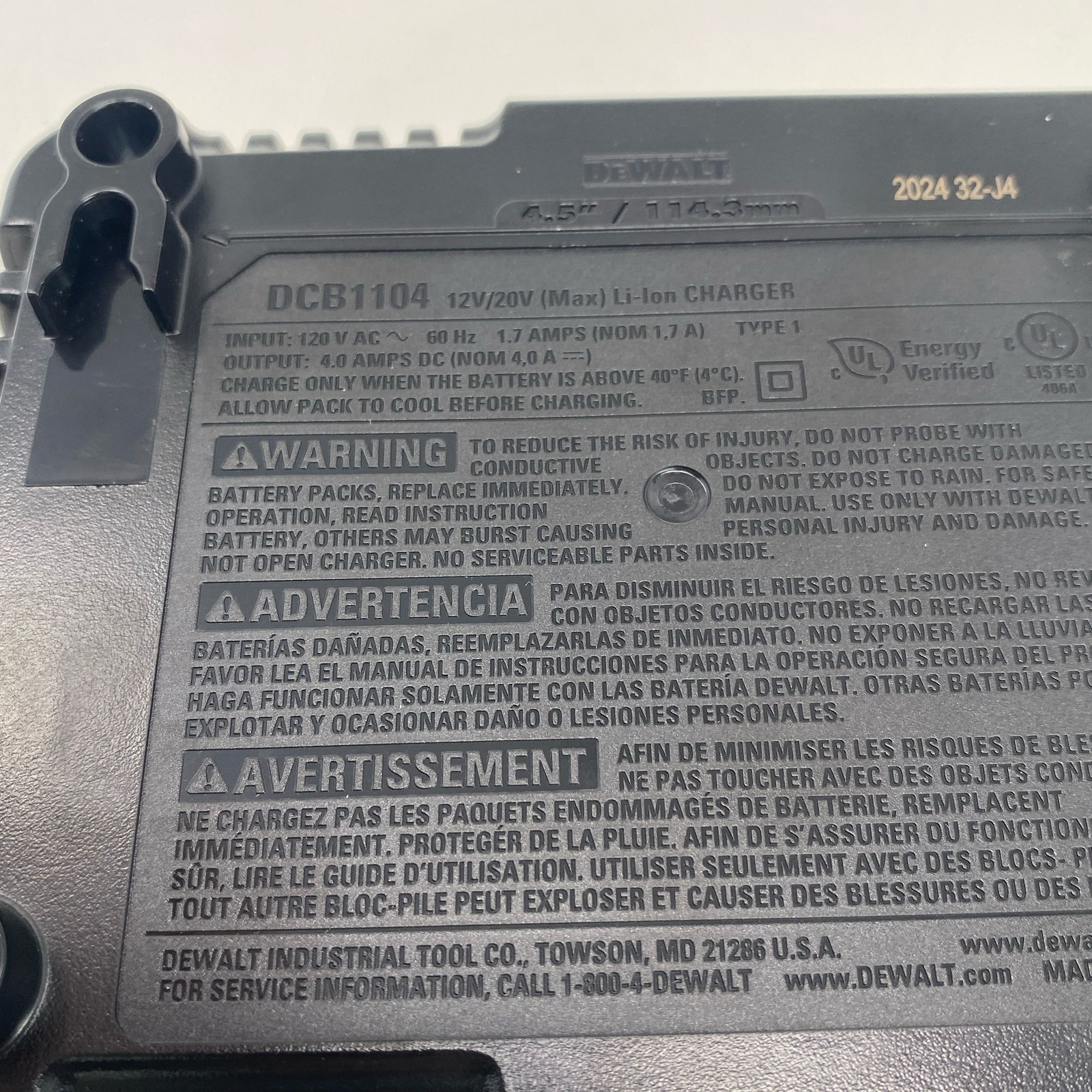 DEWALT DCB1104 12V/20V MAX 4A Battery Charger – Black