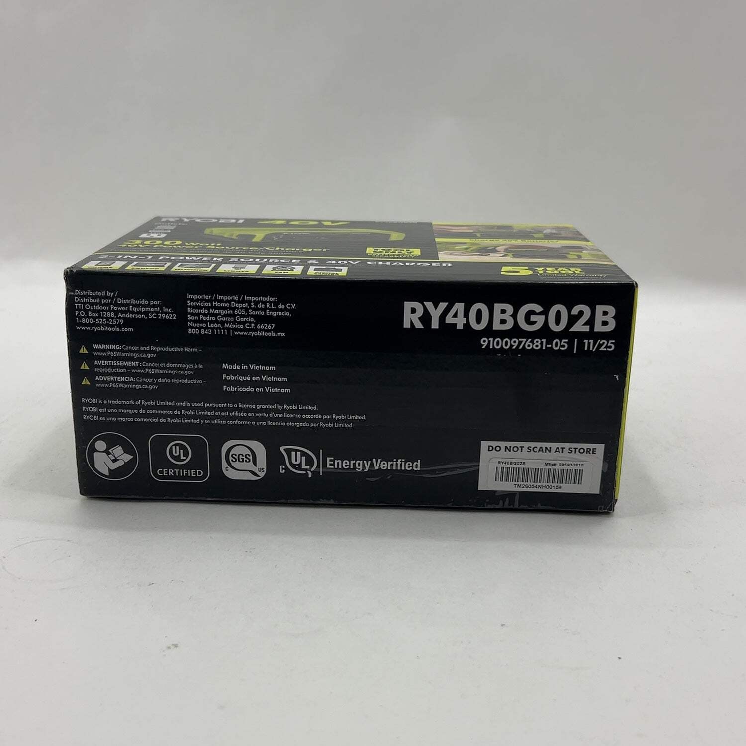 New Ryobi RY40BG02B 40V Power Source / Charger Tool Only