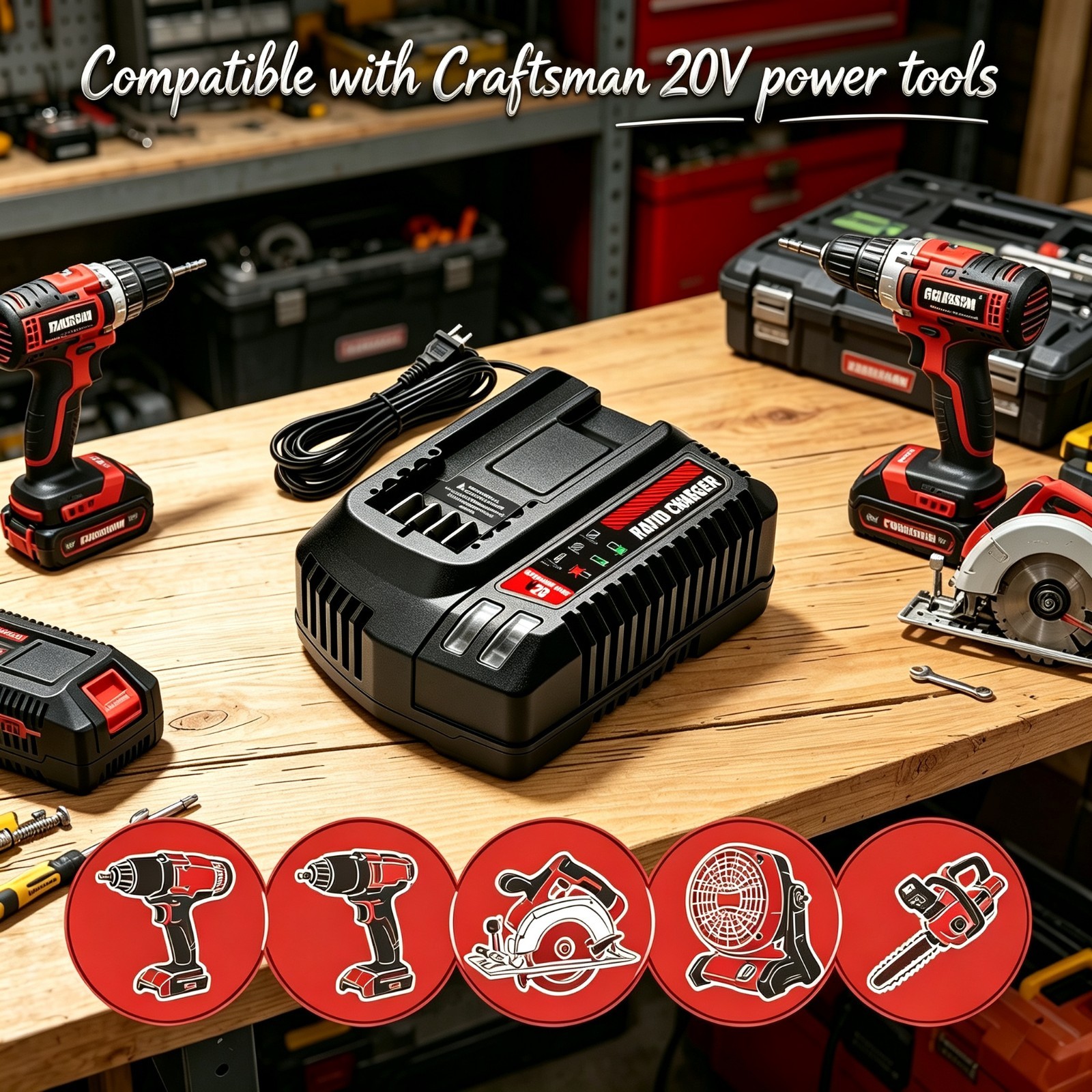 V20 20V Battery Fast Charger CMCB104 For Craftsman 20V Max Lithium ion Battery