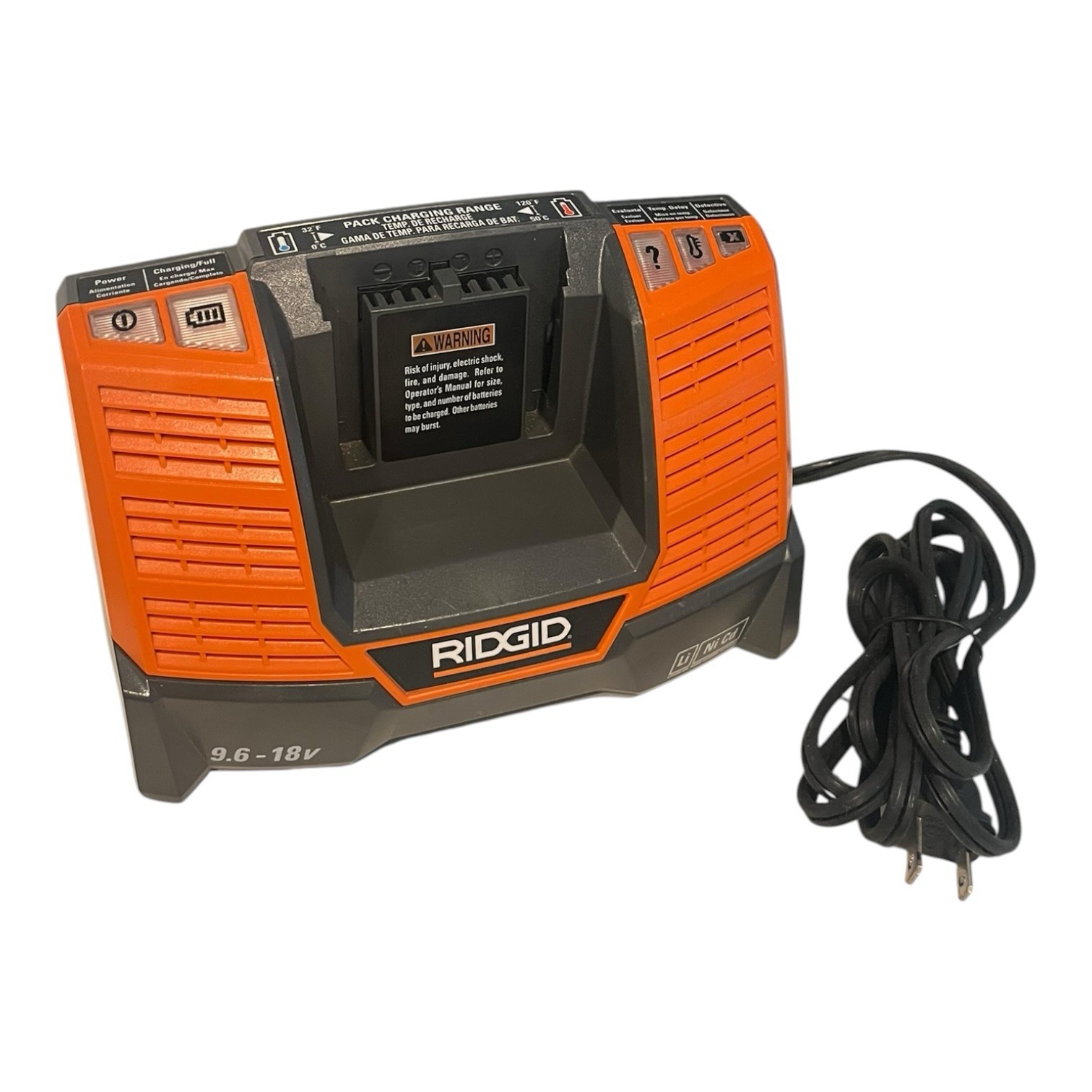 OEM Ridgid 9.6-18v Dual Chemistry Lithium Ion / NiCd Battery Charger R840093