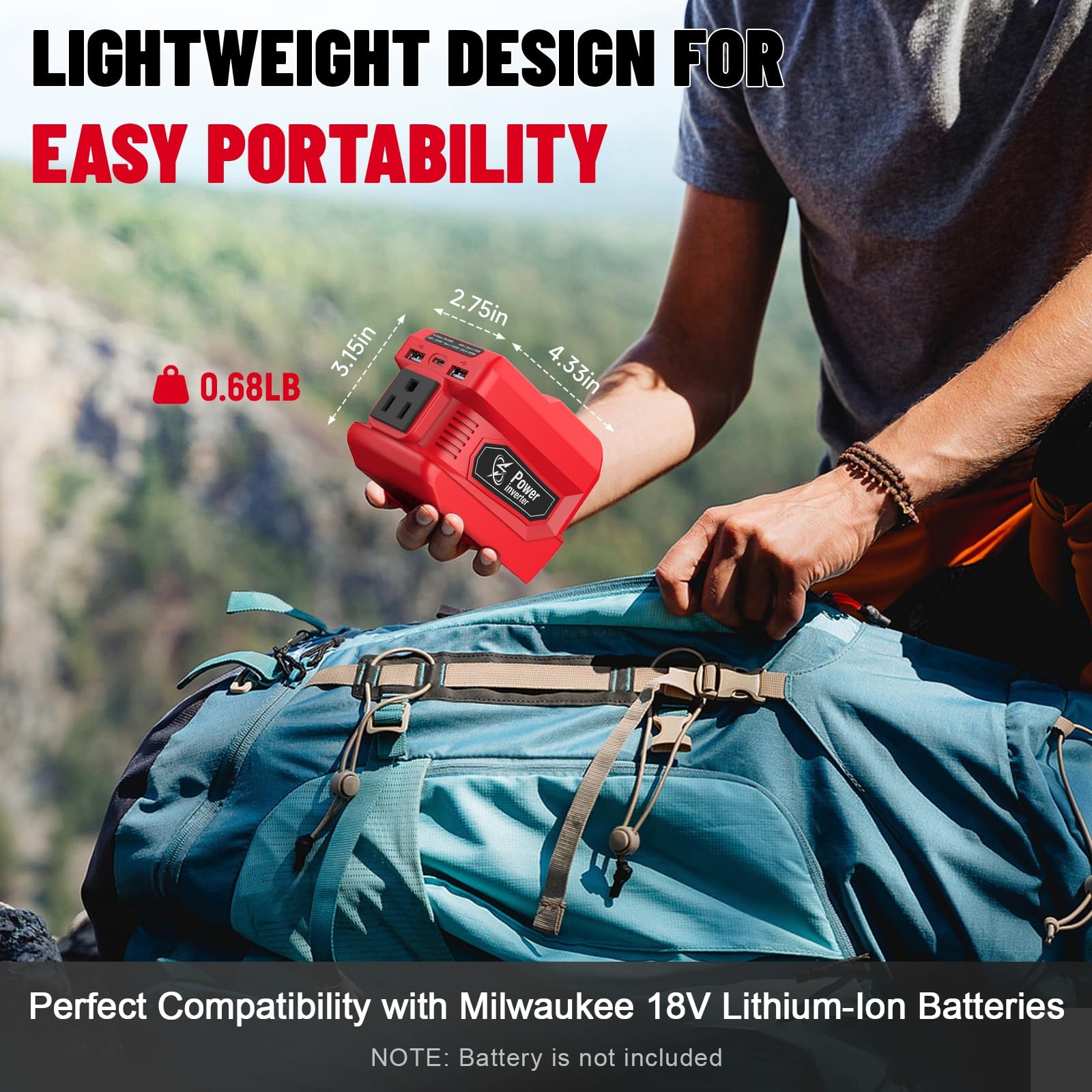 220W Azocek Power Inverter Compatible Milwaukee 18V Battery Dc 18V To Ac 110V