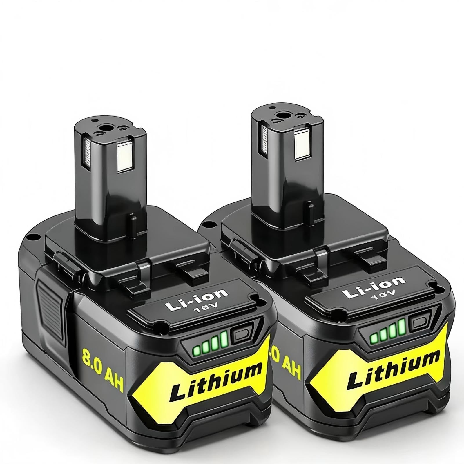 GloryTask 2Pack Upgrade 8000mAh High Capacity Replacement for Ryobi 18V black