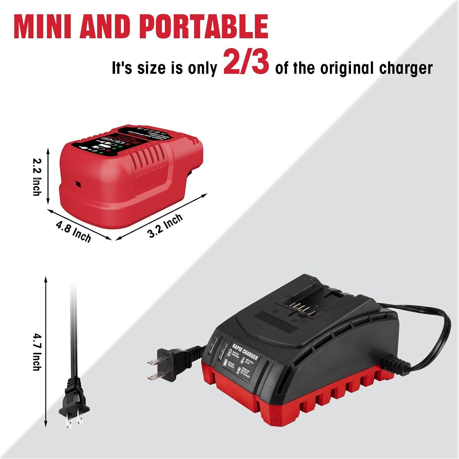 for Bauer 20V Battery Charger Mini Portable Charger Station with LED Indicator