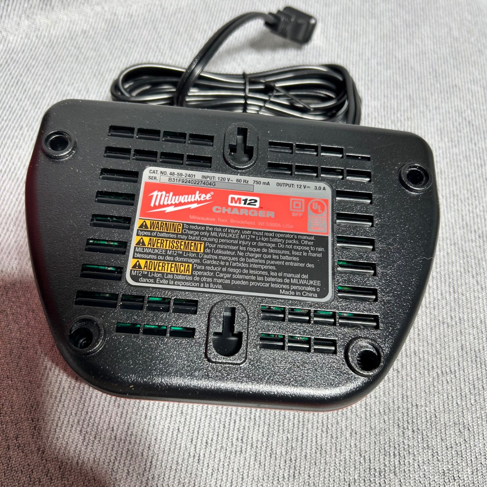 Milwaukee M12 Fuel Charger 48-59-2401 Case and Manuals Red Black