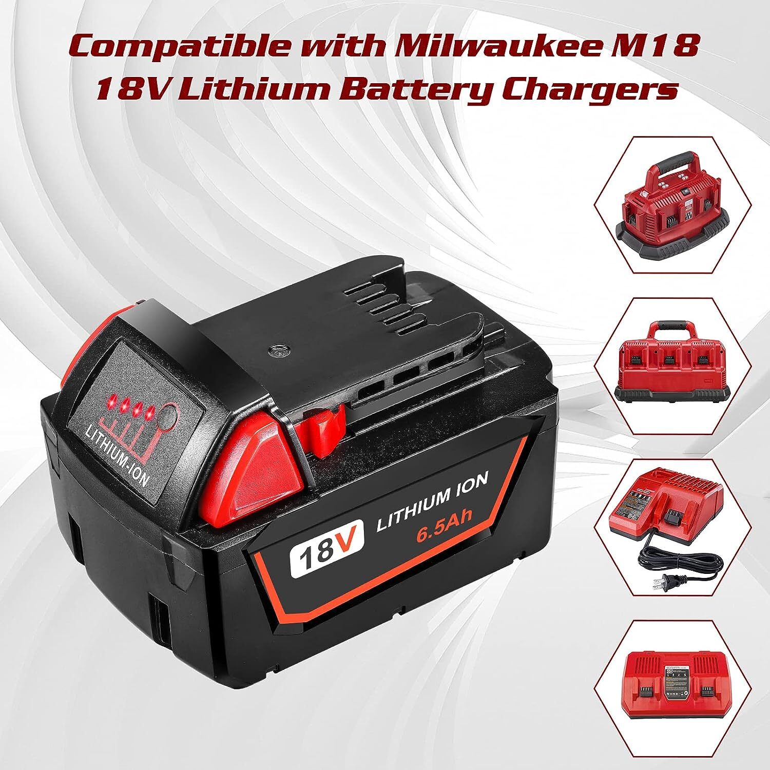 FOR Milwaukee M18 XC 6.0 High Output Battery 48-11-1860 48-11-1880 Lithium 12Ah