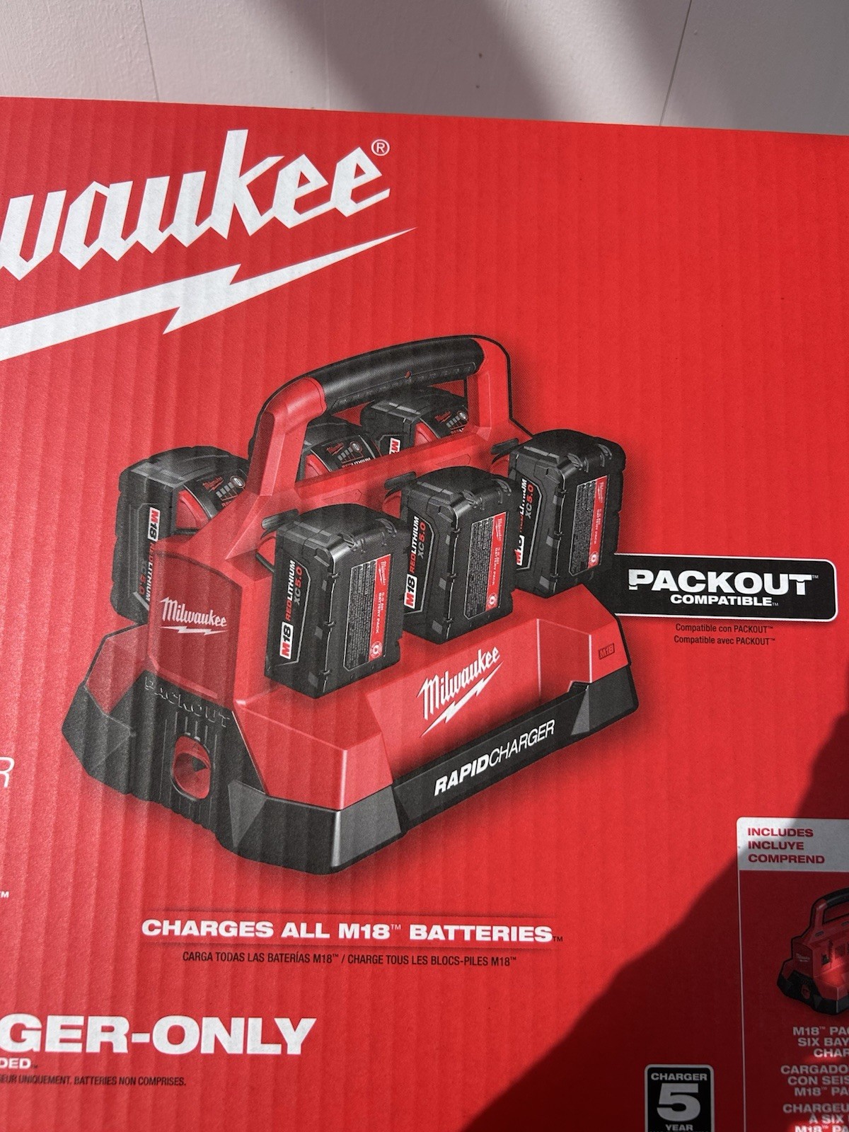 Milwaukee 48-59-1809 M18 18V Lithium-Ion Packout 6-Port Rapid Charger