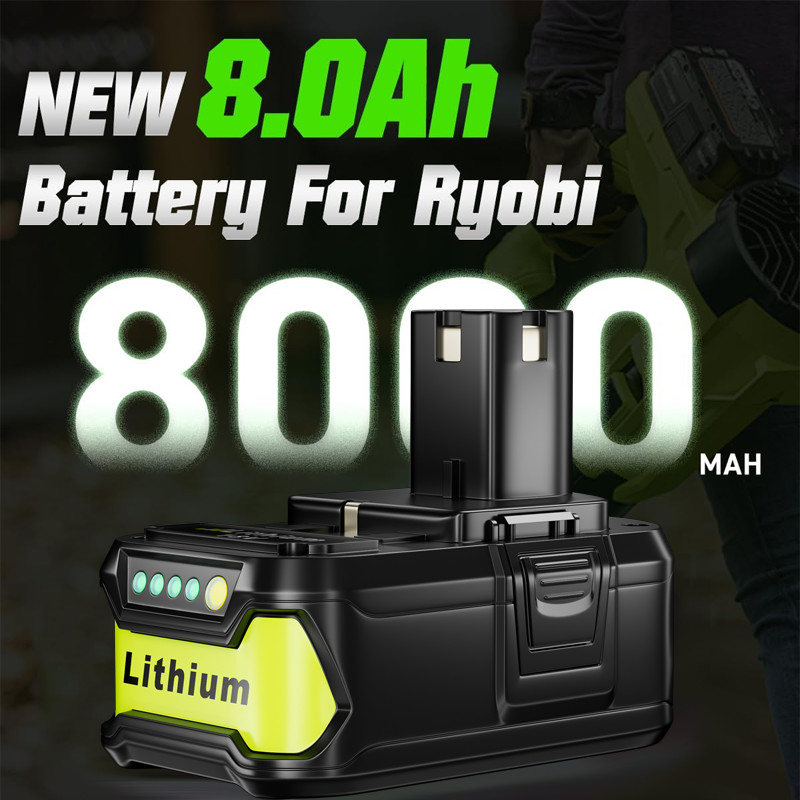 1Pack For RYOBI 18V 8.0Ah Lithium Battery RBL1815 RBL1810 P108 P102 109 /charger