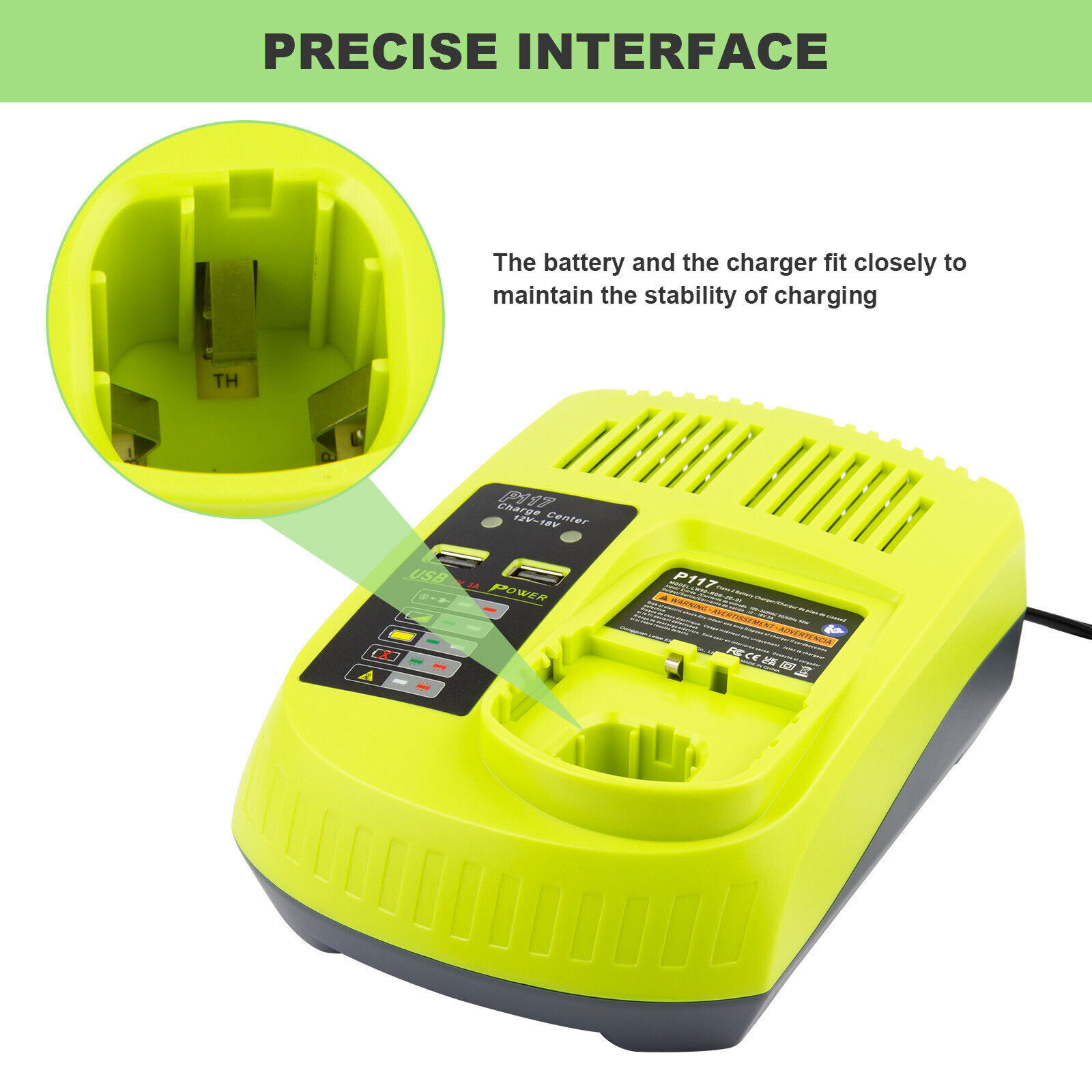 For RYOBI 18V for P117 Battery Charger High Capacity 18Volt Lithium-Ion for P108