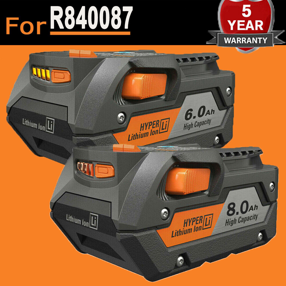 1-2X 18V for Ridgid R840085 8.0Ah/7Ah/6.0Ah/4.0Ah/3.0Ah Lithium Battery R840087