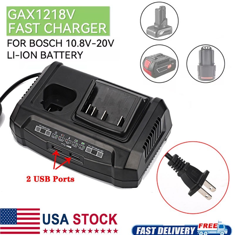 GAX1218V Battery Charger For Bosch 10.8V 12V 18V BAT609 BAT411 Li-ion Battery