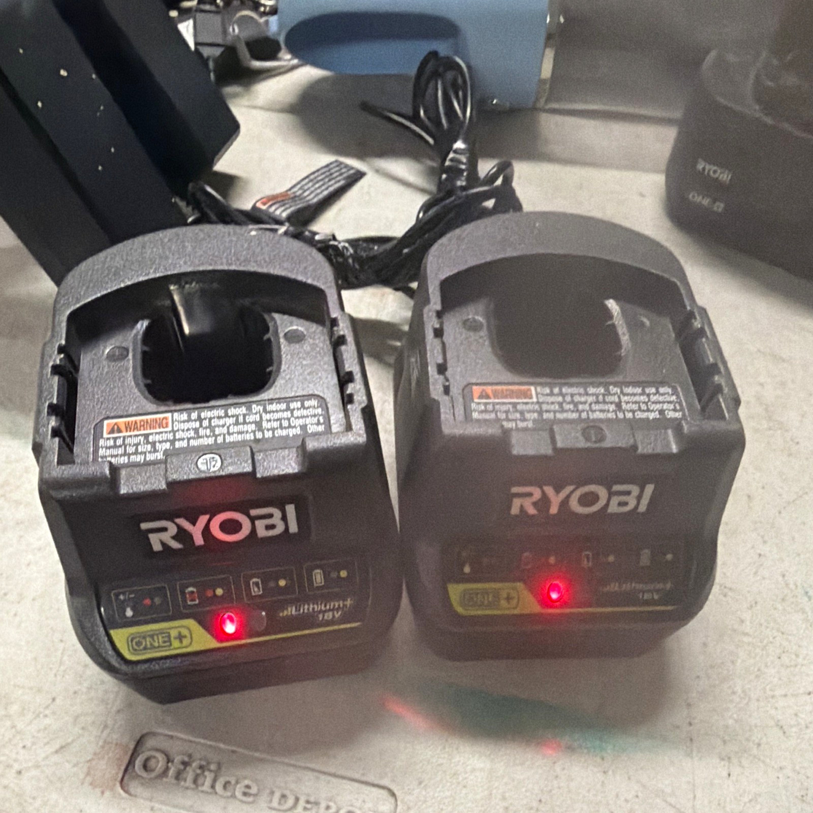 Ryobi used ONE+ 18V Lithium Battery Chargers Lot of 2, Model P118B