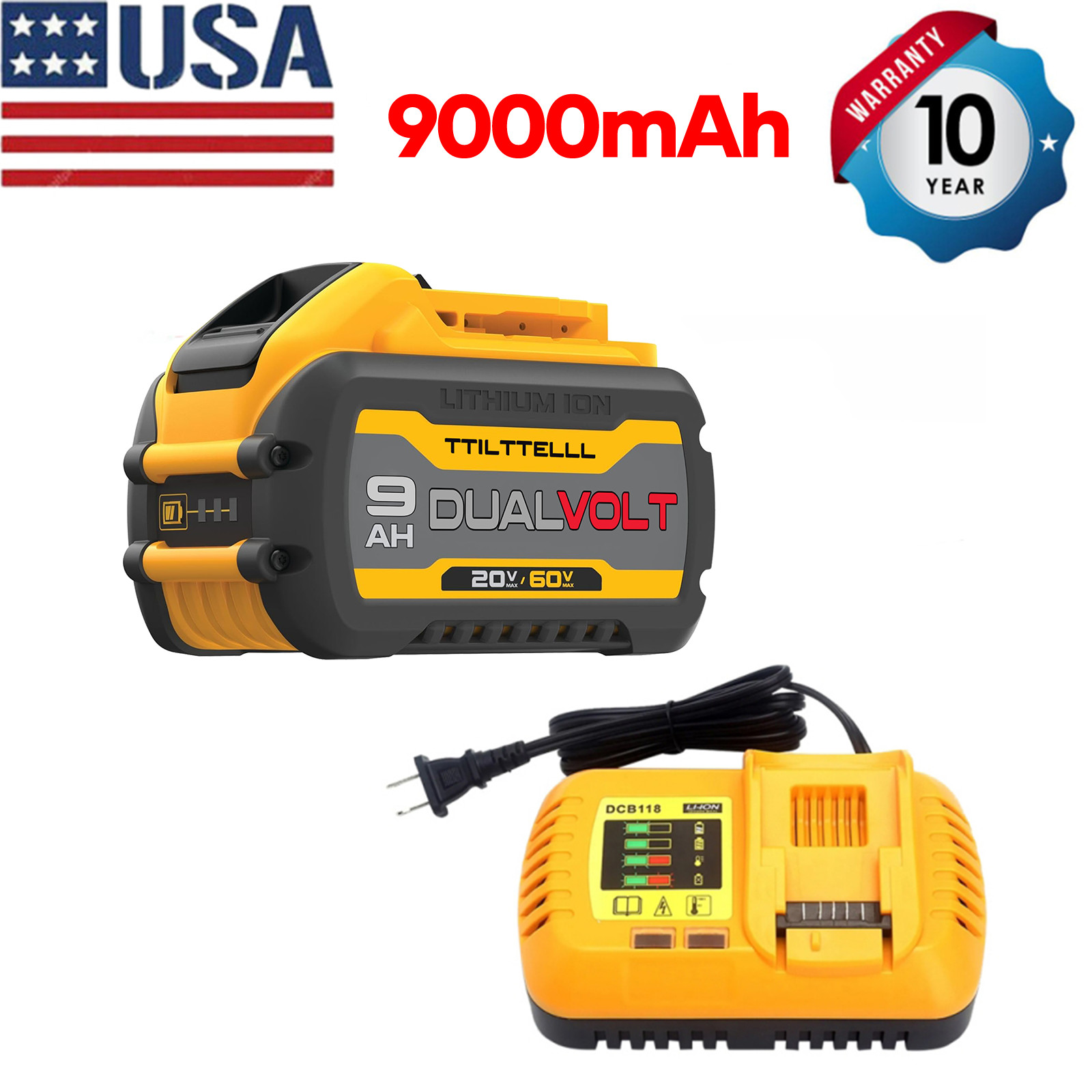 9.0Ah /12.0Ah DCB609 Lithium-Ion Battery /Charger For Dewalt 20V 60V FLEX VOLT~