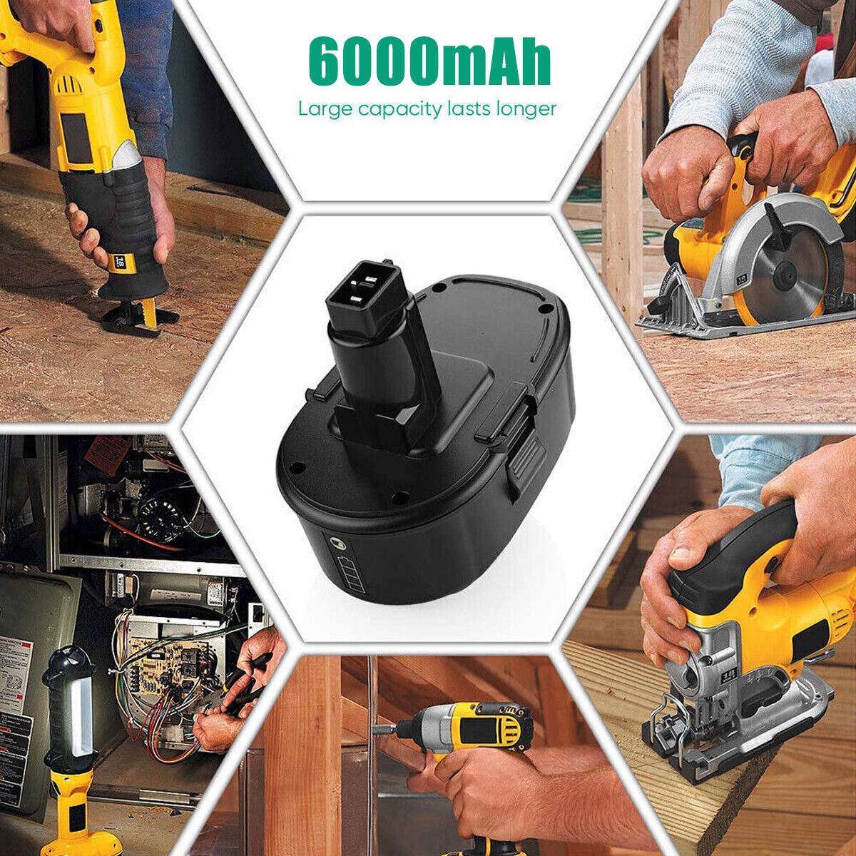 1-2Pack 18 Volt for Dewalt Battery DC9096-2 DC9098 DC9099 DW9096 DC9096 7.0Ah