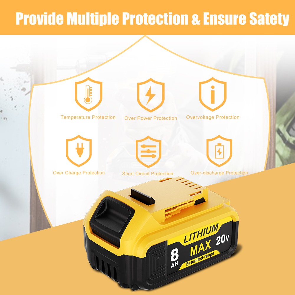 For DeWalt 20V 20 Volt Max 8.0AH Lithium Battery/Charger DCB206 DCB208 DCB200-2