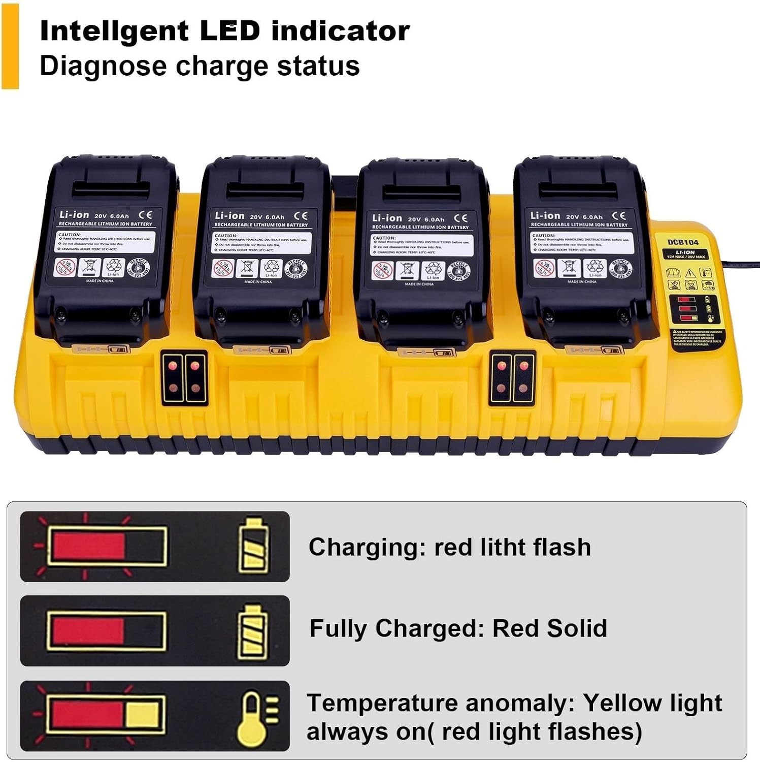 Dewalt DCB104 20V Max 4 Port Rapid Battery Charger Compatible Charger