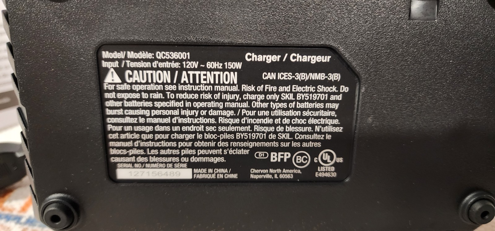 New SKIL QC536001 20V PWRCORE 20 Auto PWR JUMP Charger 20 volt