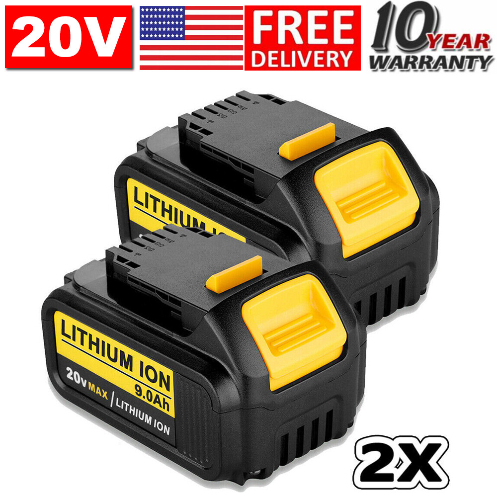 2 Pack 9.0AH for Dewalt 20V 20Volt Max XR Lithium Battery DCB206-2 DCB205 DCB200