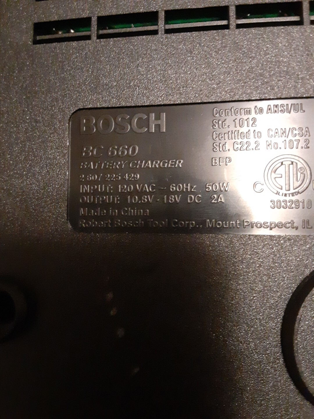 Genuine Bosch BC660 OEM Replacement 18v Battery Charger Tested