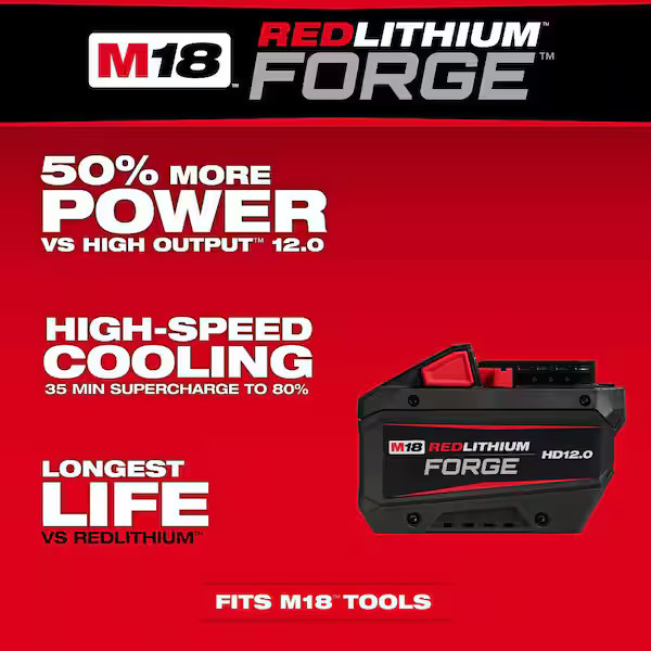 Genuine Milwaukee M18 REDLITHIUM FORGE HD 12.0Ah 18V Battery + Rapid Charger NEW