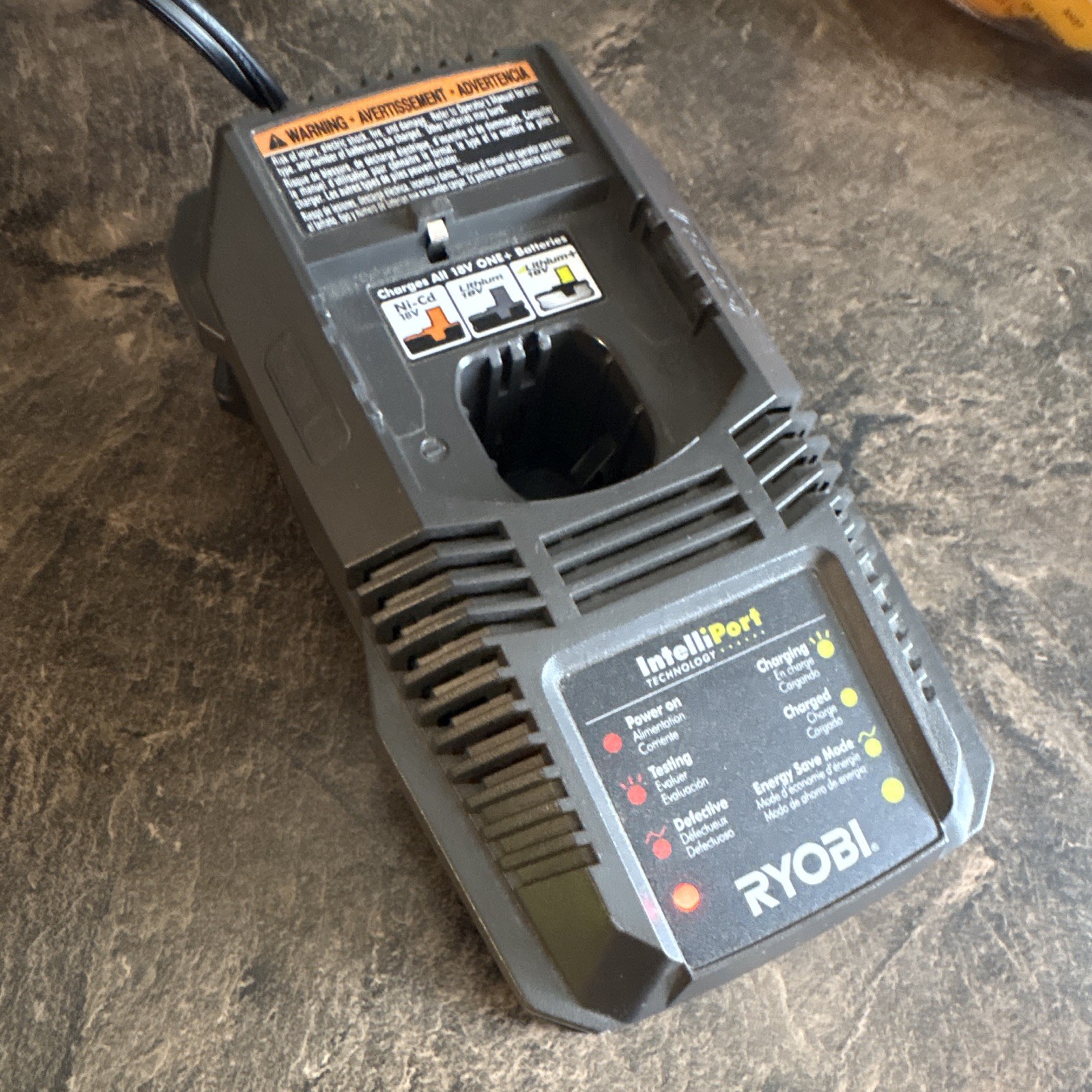 RYOBI IntelliPort 18V Power Tool Battery Charger, 1-Battery, Gray