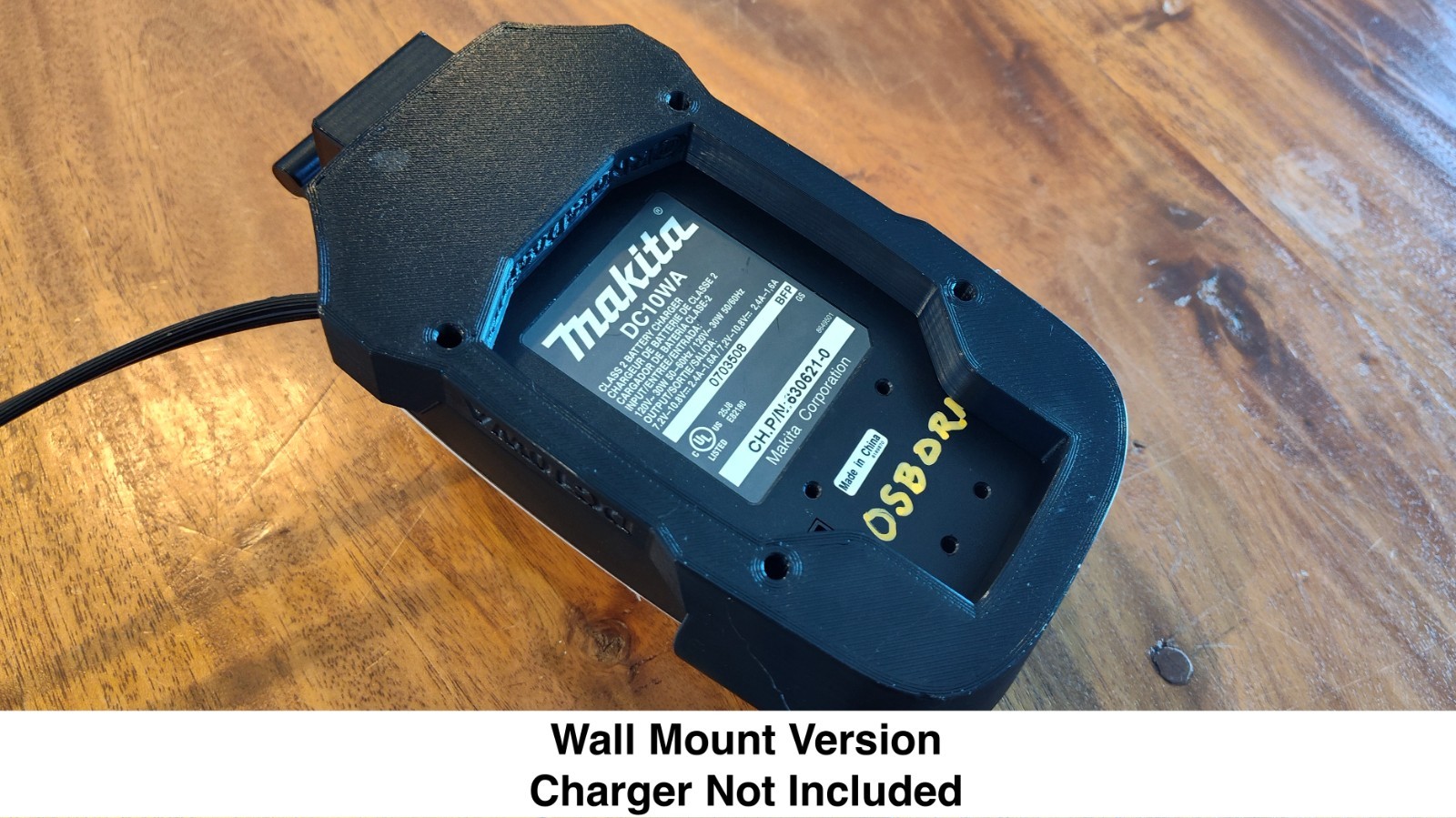 Wall or Packout Mount for Makita DC10WA Charger, **Charger Not Included**