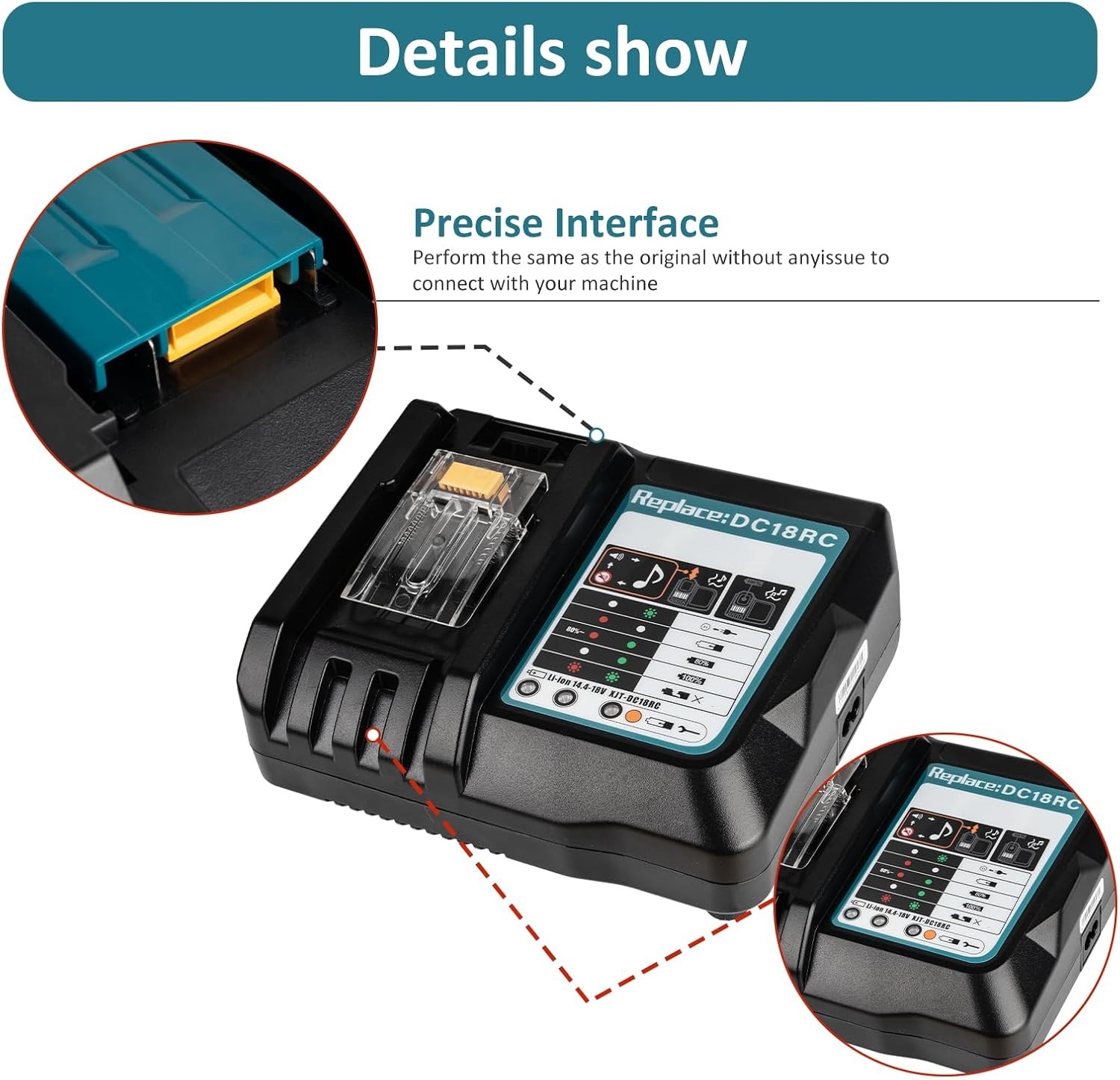 DC18RC Rapid Fast Charger For Makita 14.4V-18V 3.0A Lithium‑Ion Battery BL1830B