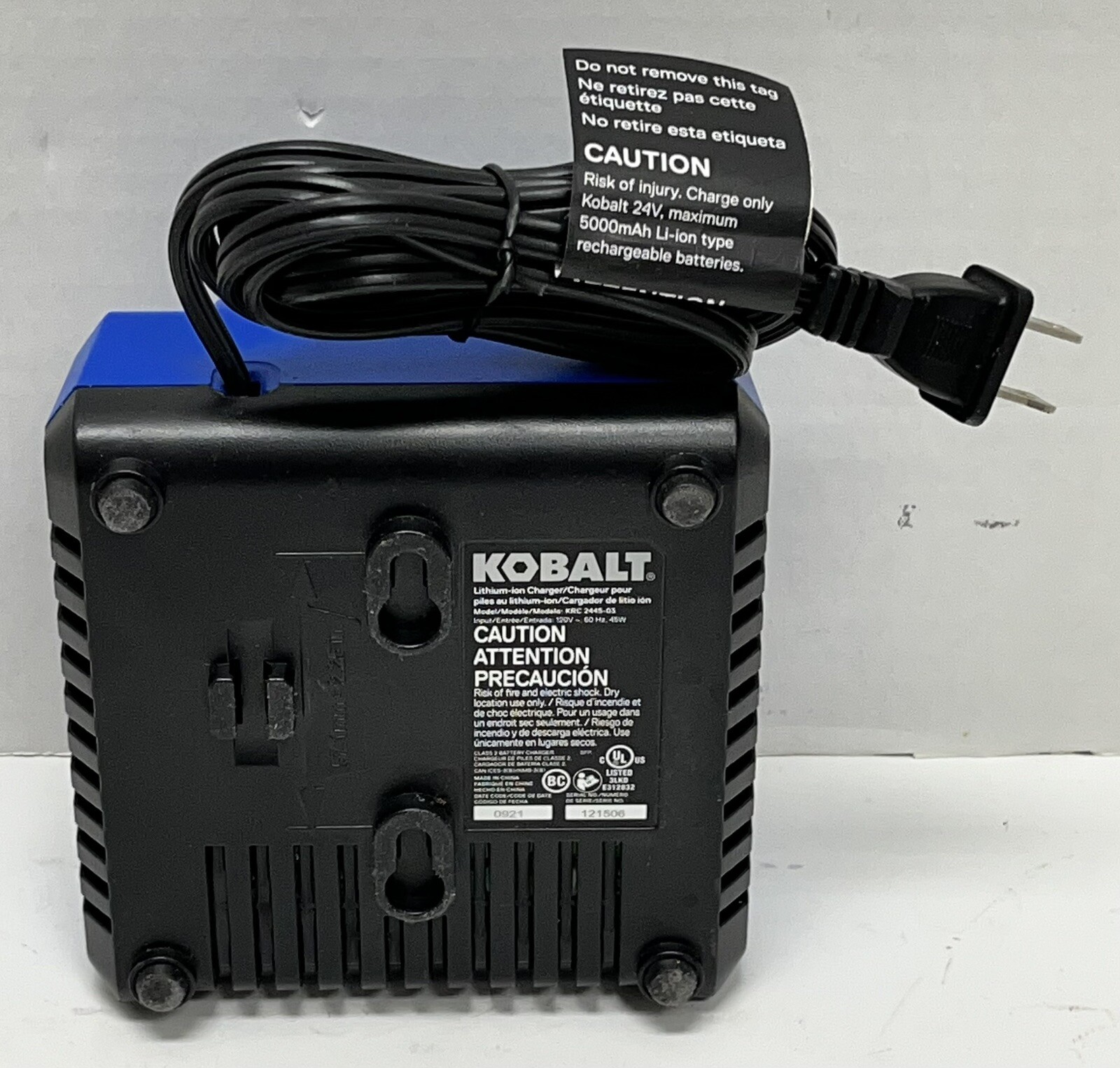 Kobalt 24V MAX Lithium-ion Single Battery Charger KRC 2445-03 OEM Tested
