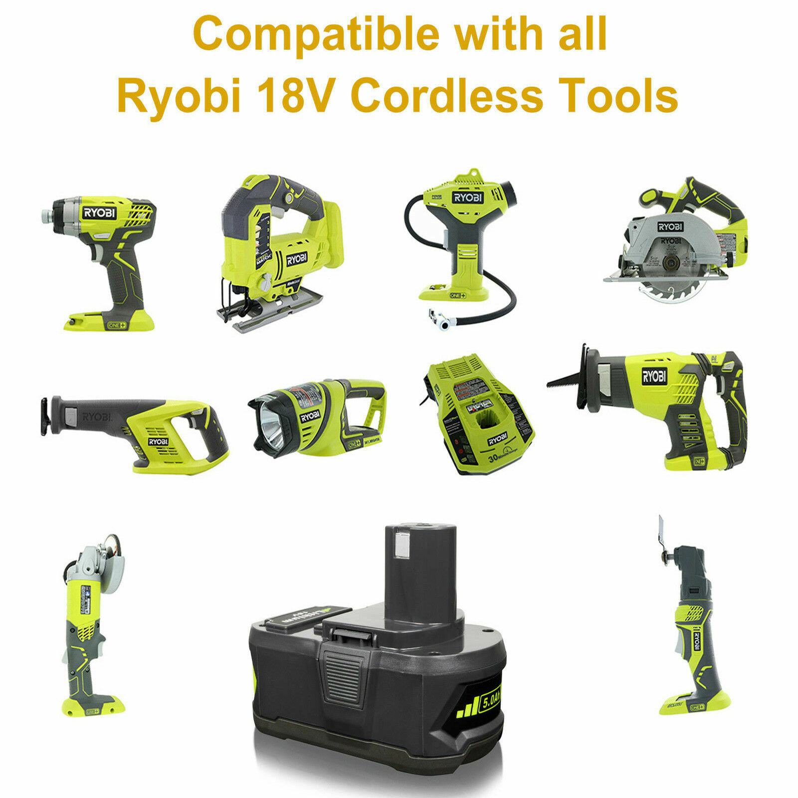 For RYOBI P108 18V One+ Plus High Capacity Battery 18Volt Lithium-Ion P109 P107