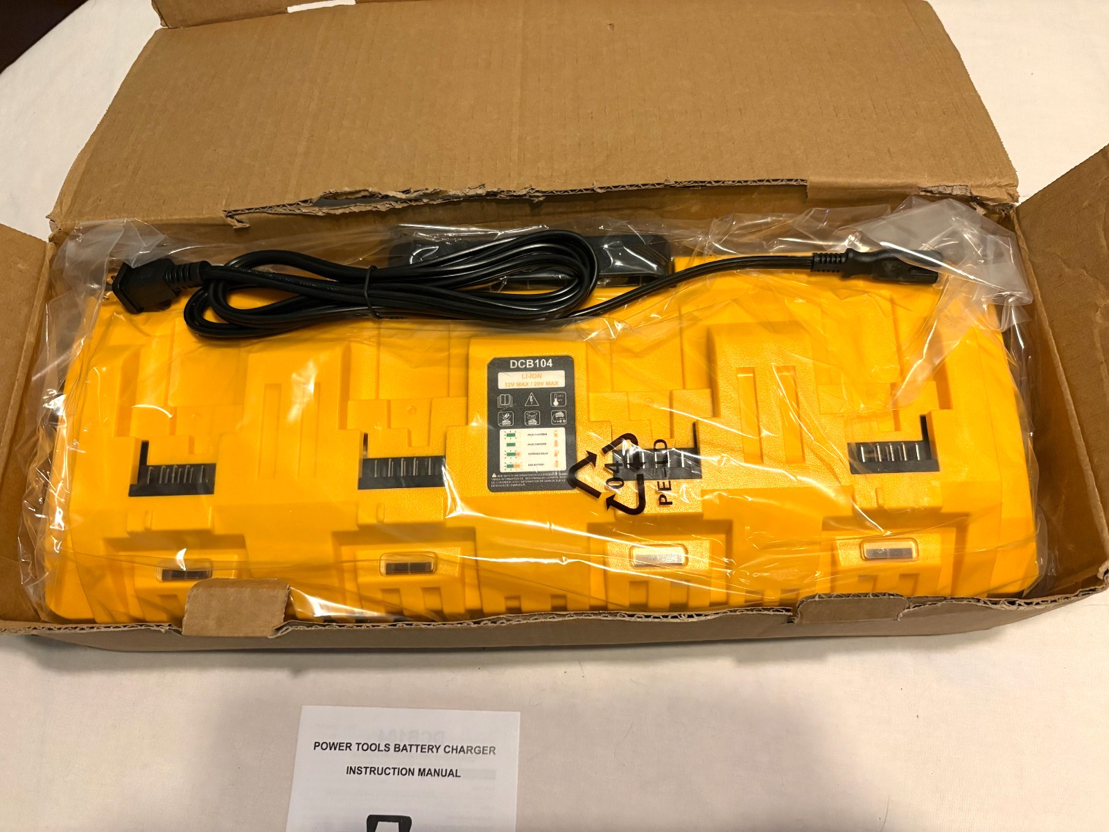 12V/ 20V/ 60V MAX 4 Port 8 Amp Battery Charger Model DCB104 DEWALT & MORE