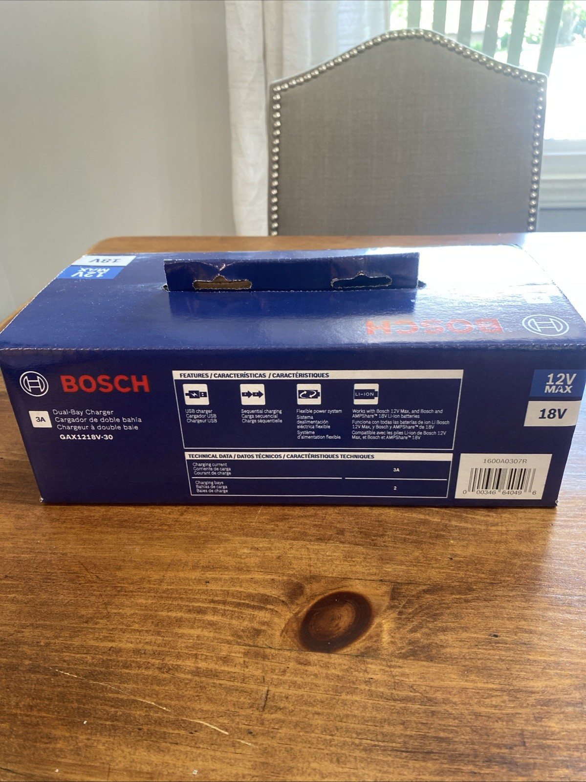 New Bosch Gax1218v-30 Lithium Ion Battery Charger 12v Max 18v New in Box Black