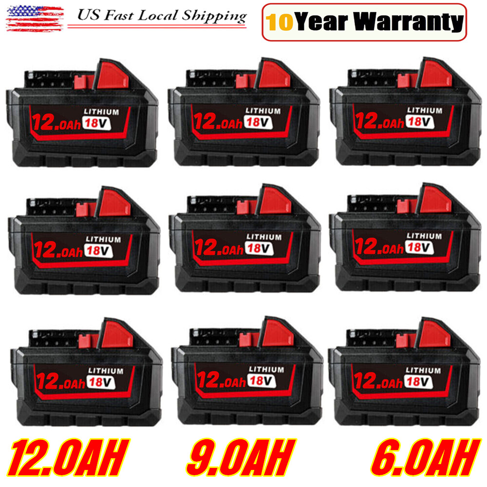 18V 12.0AH Extended Capacity Battery For Milwaukee M18 Lithium XC 48-11-1890 6AH