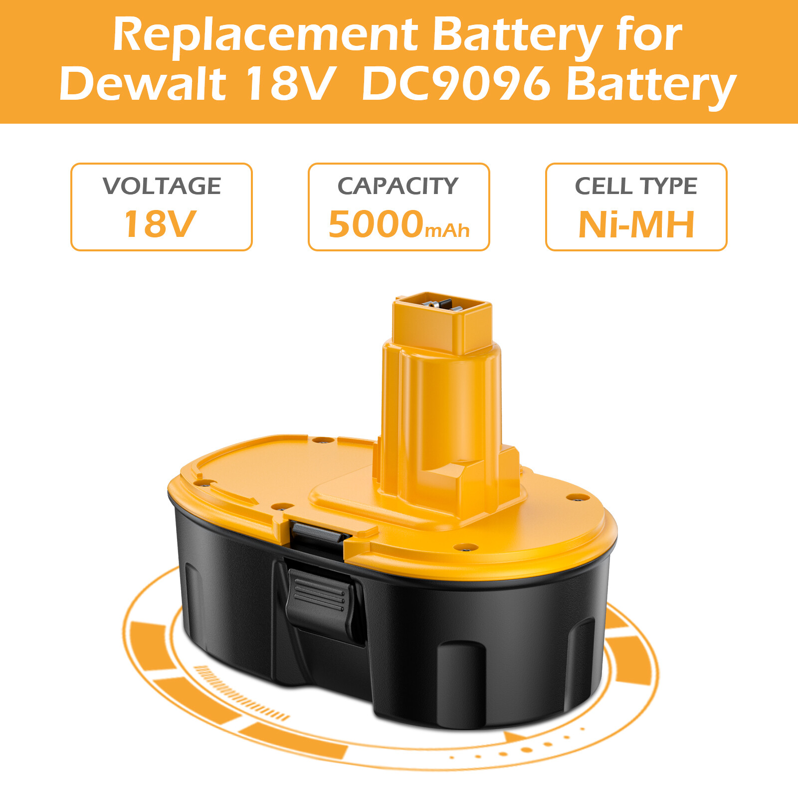 2 PACK 18V for 18 VOLT DC9096 DC9098 Ni-MH Battery DW9096 NEW Replacement