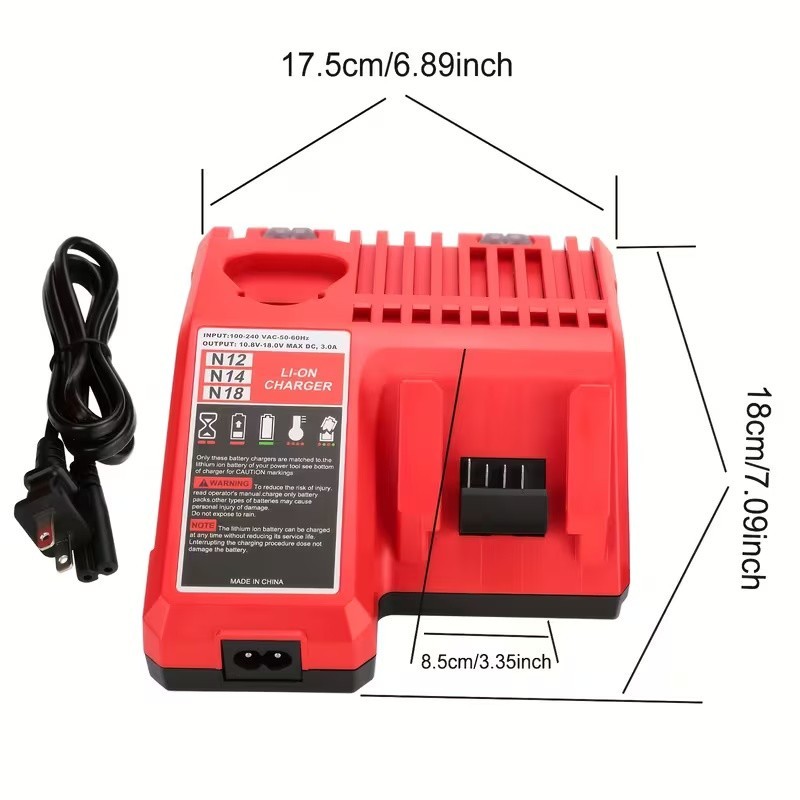 For Milwaukee For M18 For M12 Multi-Voltage Rapid Battery Charger 48-59-1812