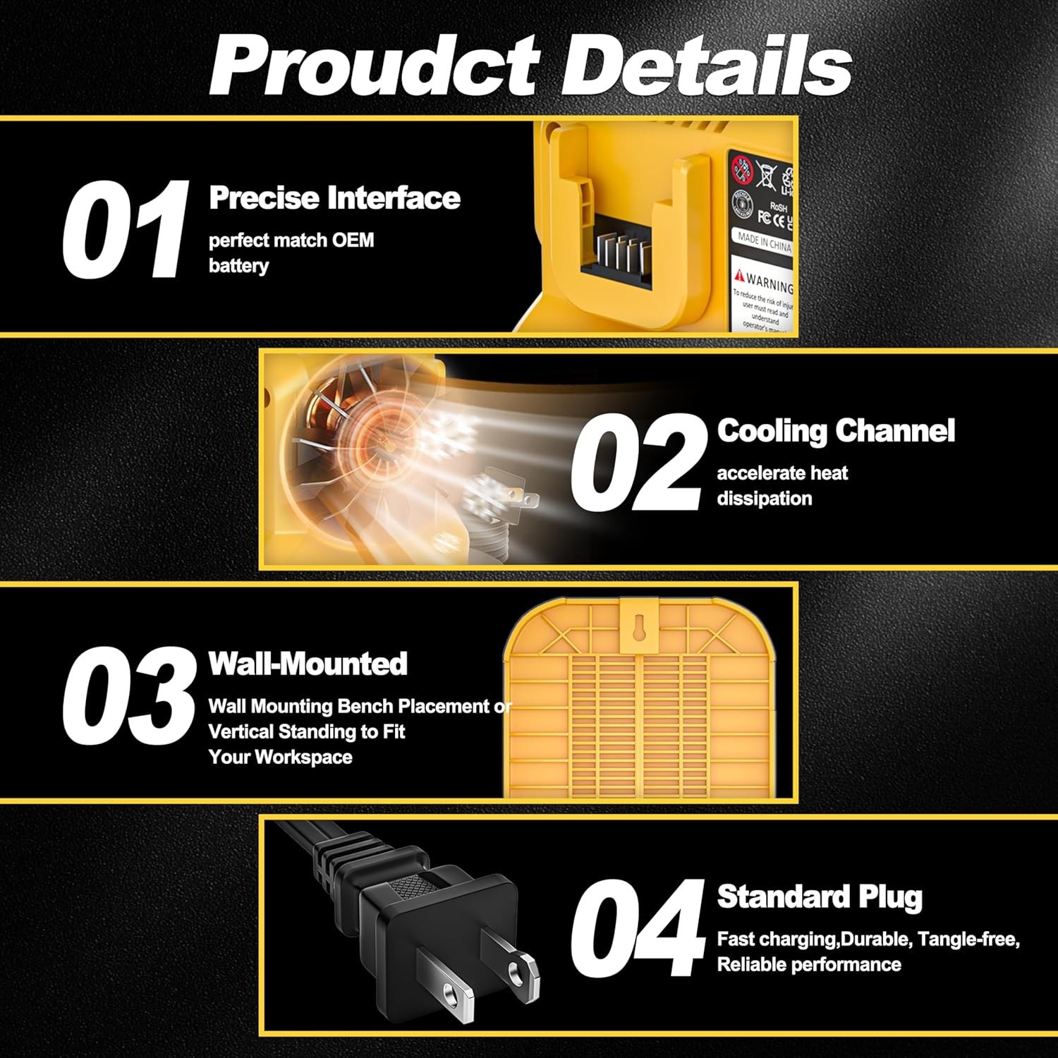 6-Port Simultaneous Charge for Dewalt 20V Max/60V Flexvolt DCB200 DCB203 DCB204