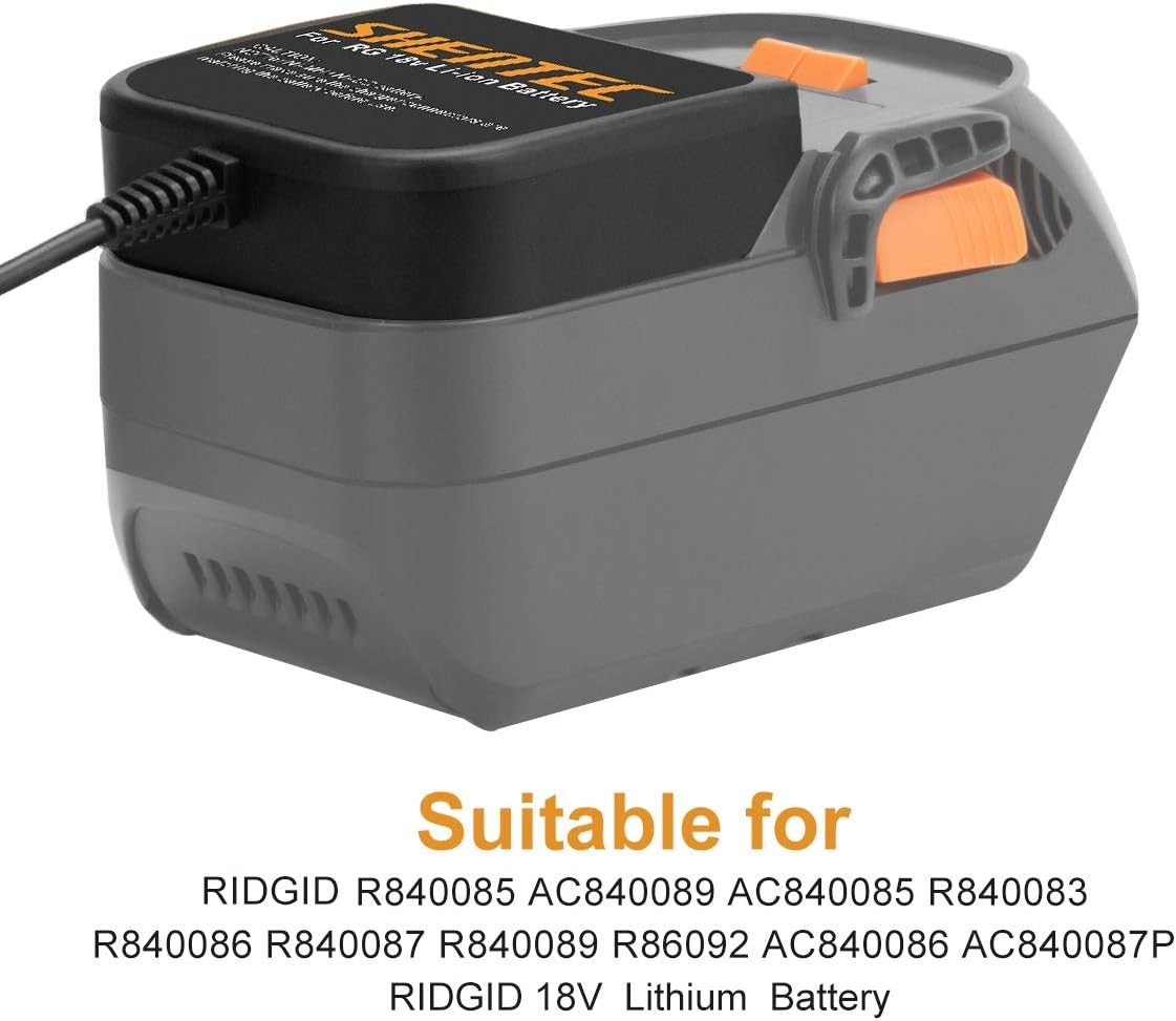 Versatile 18V Lithium Battery Charger with Short Circuit Protection for RIDGID