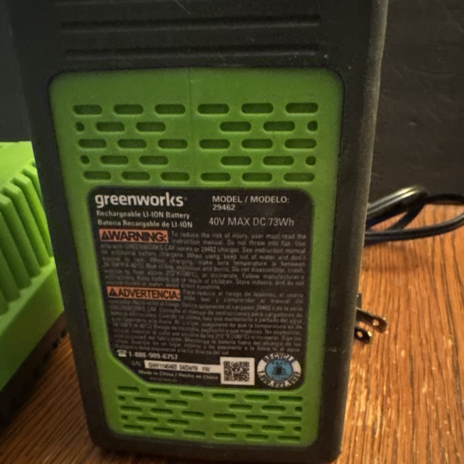 Greenworks 40 Volt OEM Battery And Charger Lithium Max Model 29482
