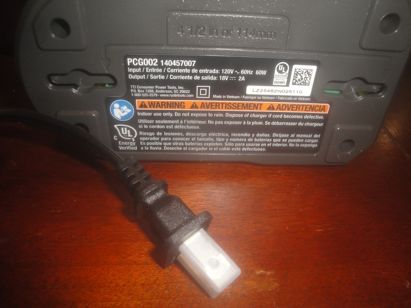 Ryobi PCG002 18V ONE+ Lithium Dual Chemistry Battery Charger OEM. Current model.