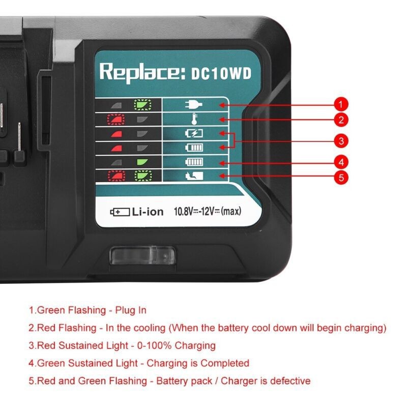 Fast Charger for MAKITA 10.8V/ 12V DC10WD DC10SB DC10WC BL1015 BL1016 BL1021B