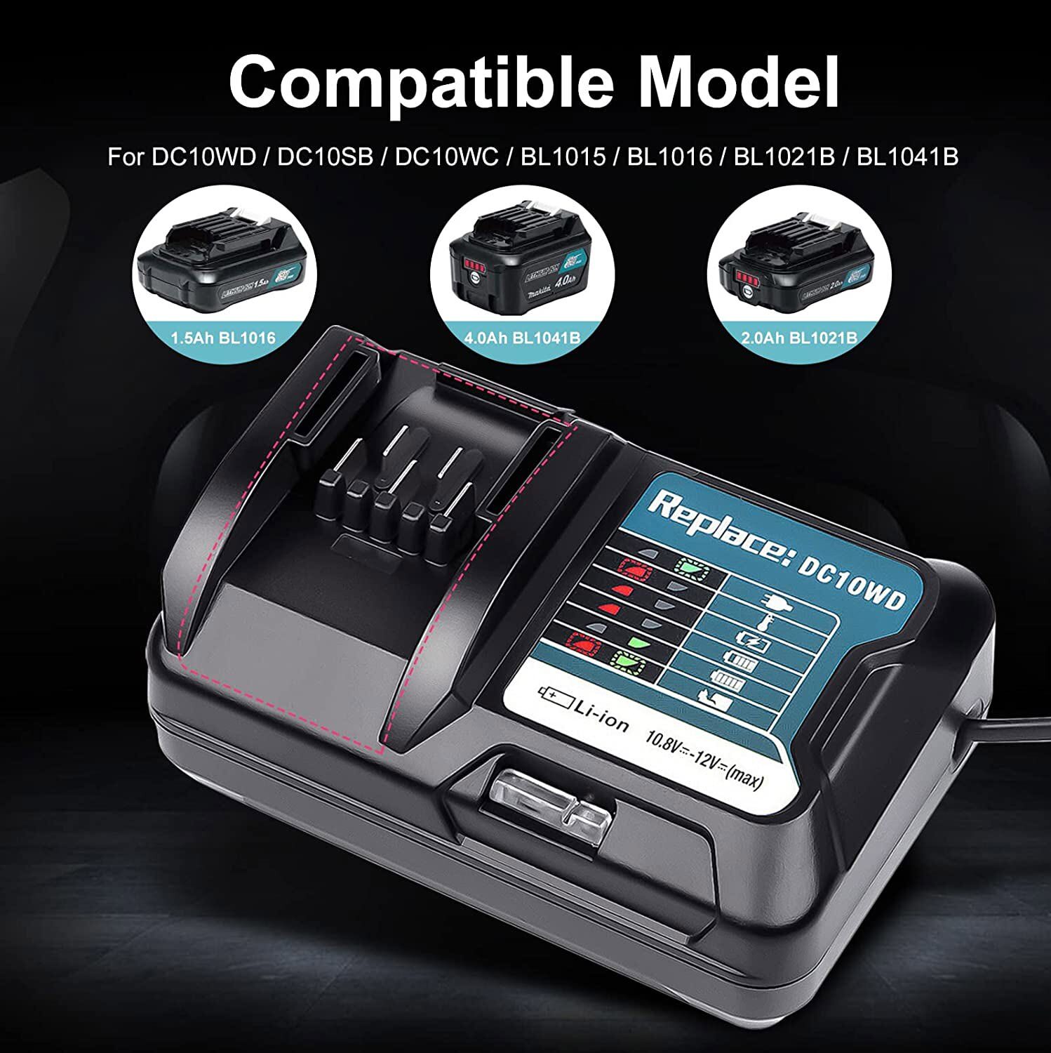 For Makita CXT 12V MAX Li-ion Battery Charger BL1041B BL1021 1016 10.8V DC10WD