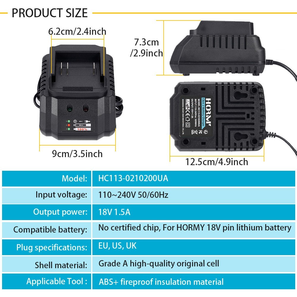 New Black Charger for Makita 18V Lithium‑Ion Battery BL1415 BL1815 BL1830 BL1850