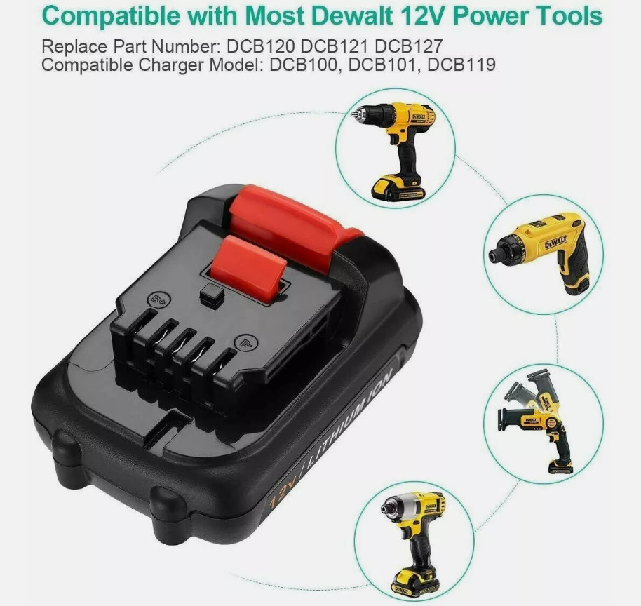 Pack 12V 12Volt Lithium-ion Battery for Aeboren DCB127-2 DCB120 DCB121 3.0Ah 6AH
