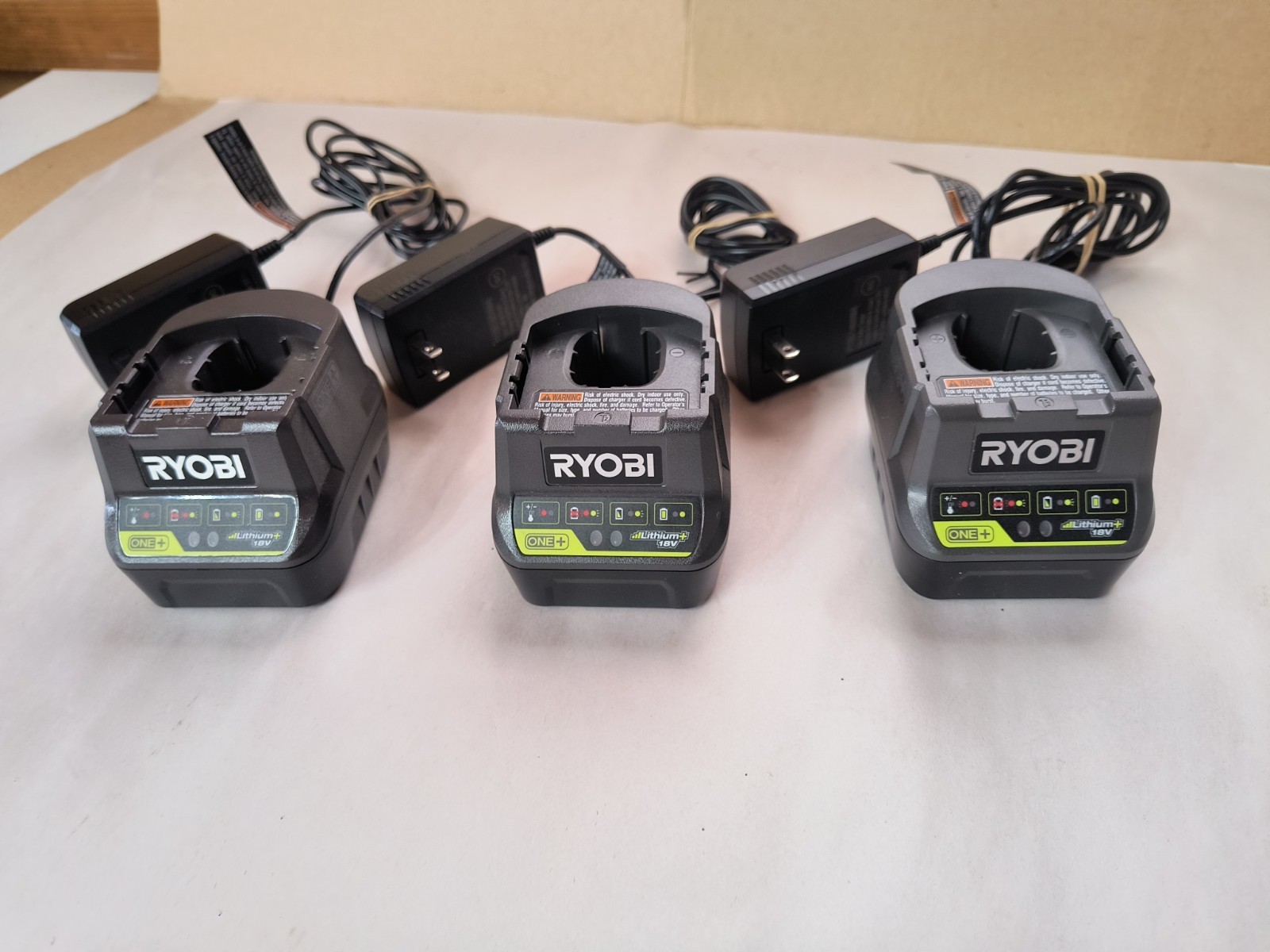 NEW Lot of 3 Ryobi P118B One+ 18V Lithium Ion Battery Charger ONLY New W/O Box