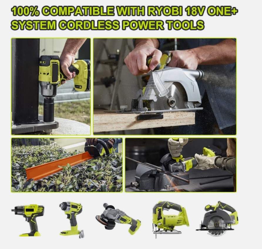 For RYOBI 18V P108 One Plus High Capacity Lithium-Ion Battery /charger 6/8.0Ah