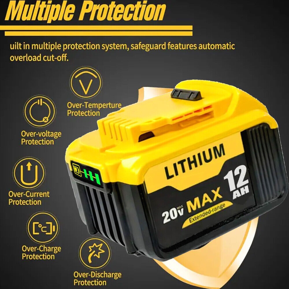 NEW Pack For DeWalt 20V 20 Volt Max 12.0AH Lithium Ion Battery DCB206-2 DCB205-2