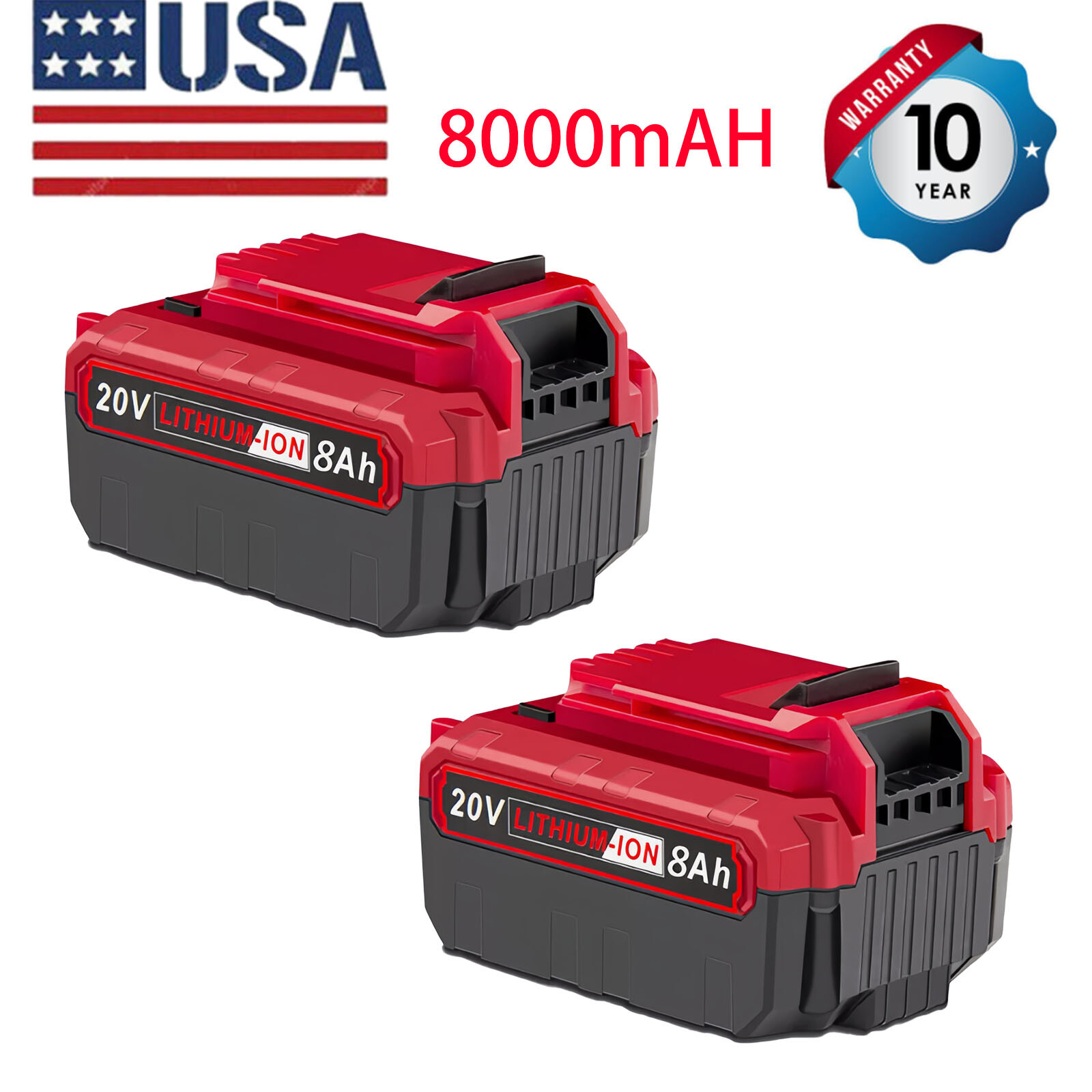 Pack For Porter Cable Pack 20V 8.0Ah PCC671B PCC620B 20Volt Battery Lithium-Ion