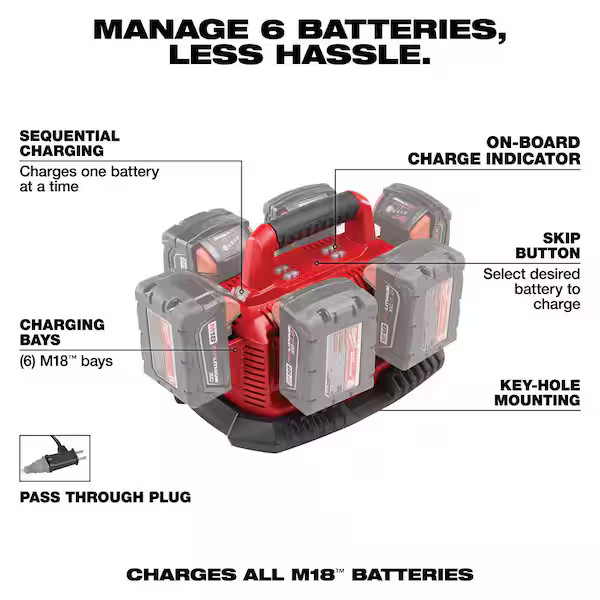 M18 18-Volt Lithium-Ion 6-Port Sequential Battery Charger